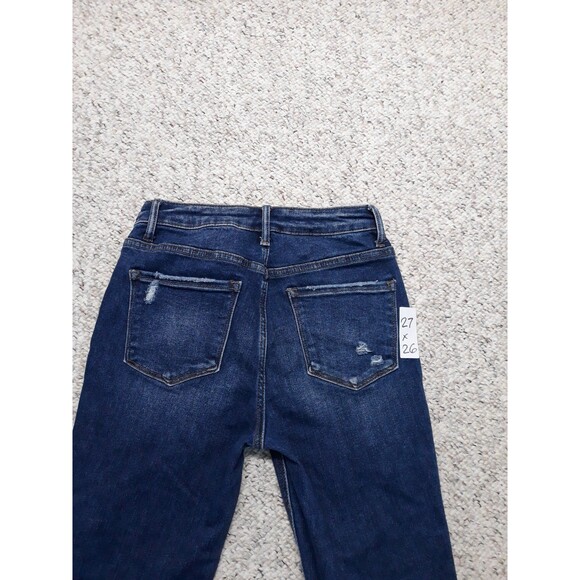 27/5 Buckle Lovervet By Vervet Mid-Rise Skinny Dark Wash Raw Hem - Picture 5 of 10